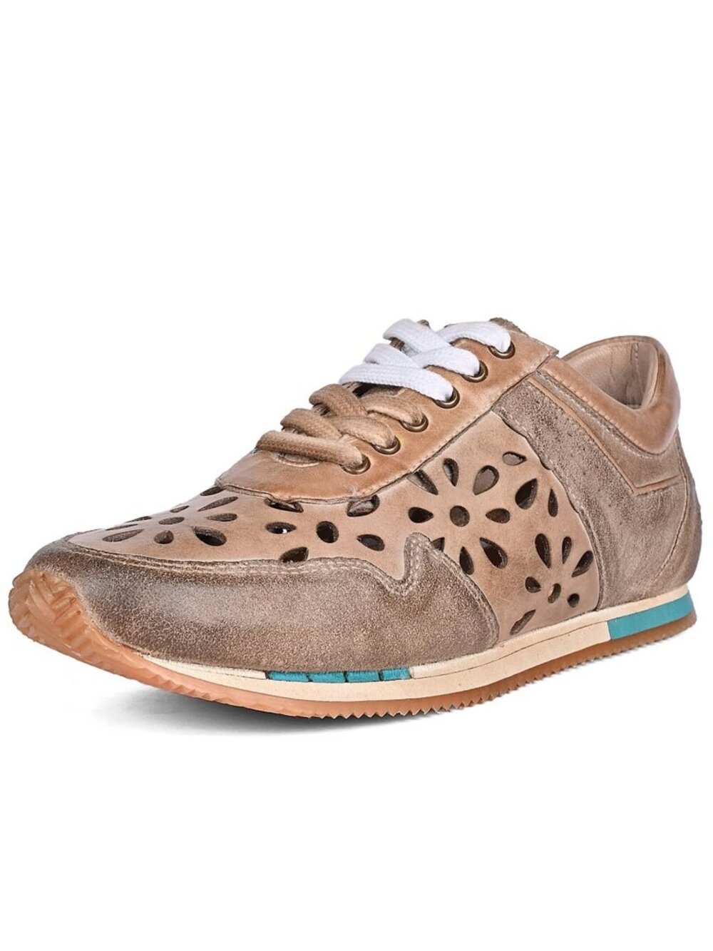 Roan by Bed|Stu Women's Deliberate Leather Cutout Sneakers Shoes Oats Size 7.5